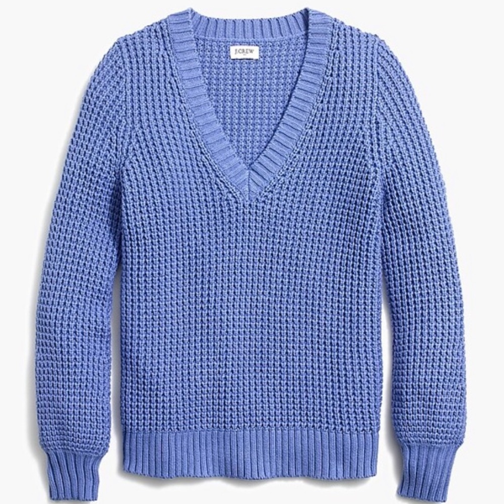 EUC J.CREW Factory Periwinkle Chunky Knit V-Neck Sweater